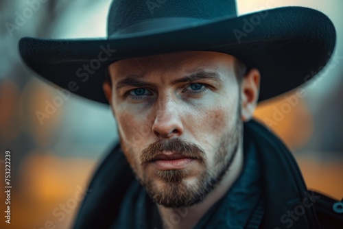 Bearded Man in Black Hat