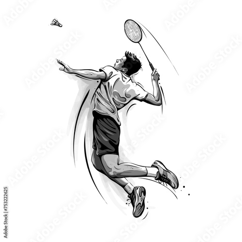 Airborne Attack: Badminton Jump Smash in Action