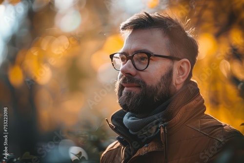 Man With Beard and Glasses by Tree