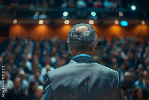 Man Addressing Crowd of People