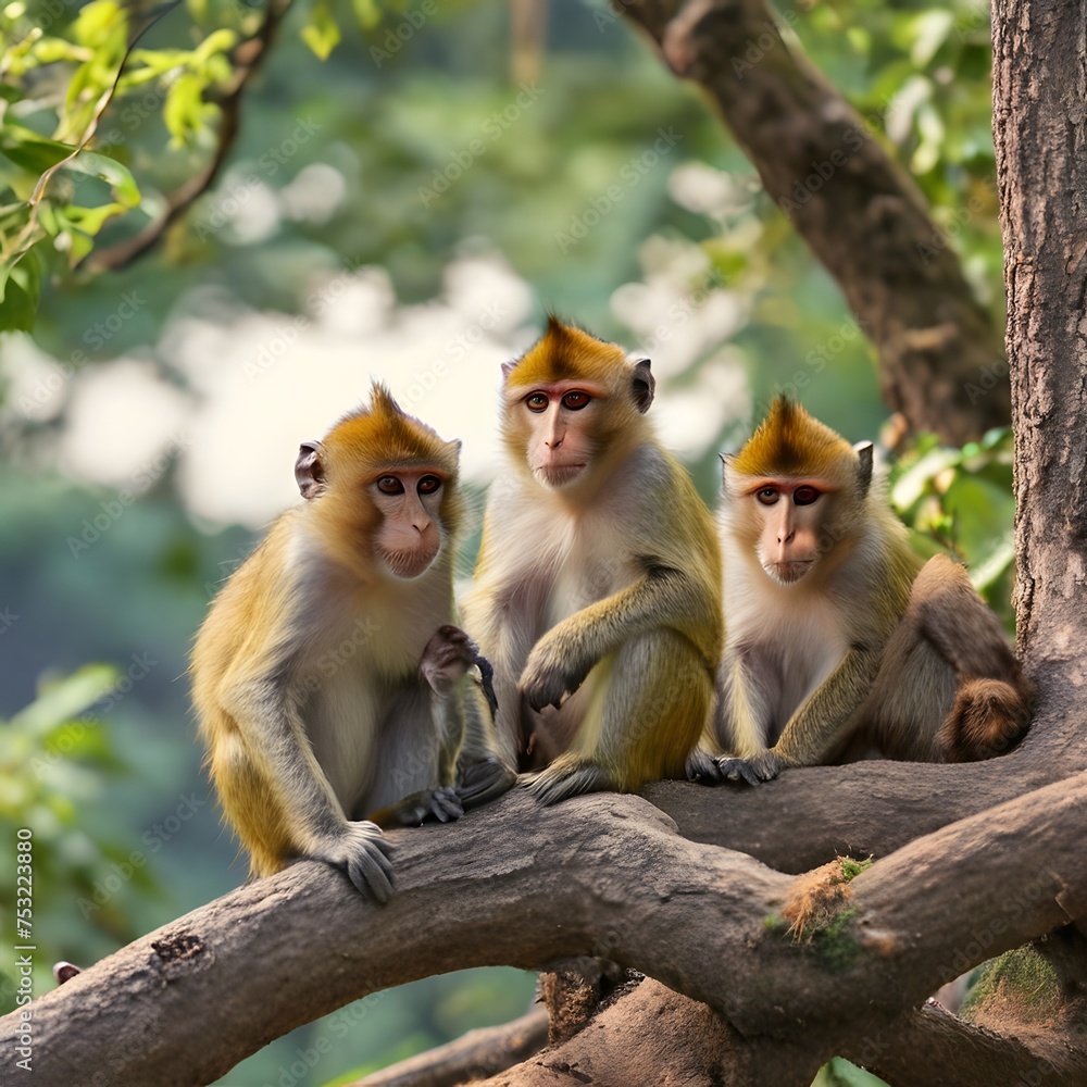 japanese macaque sitting on a branch japanese macaque sitting on a branch