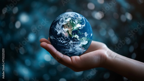 Planet earth in human hand.