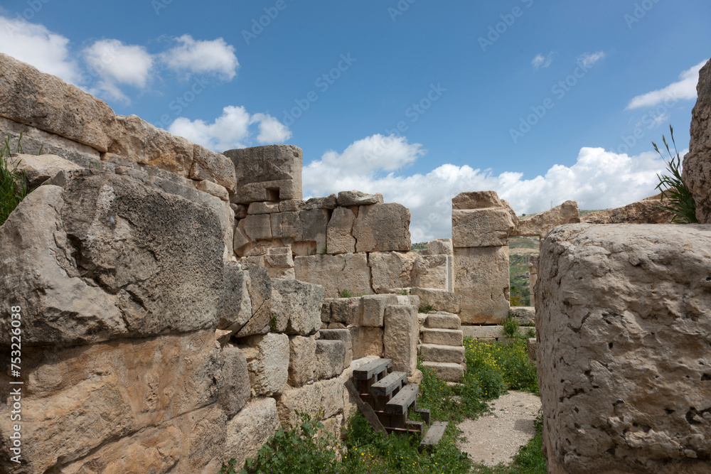 Ruins of Qasr al -Аbd Jordan on a sunny winter day