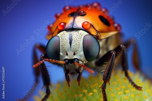Close up of a ladybug (Coccinellidae). Wildlife Concept with Copy Space. 