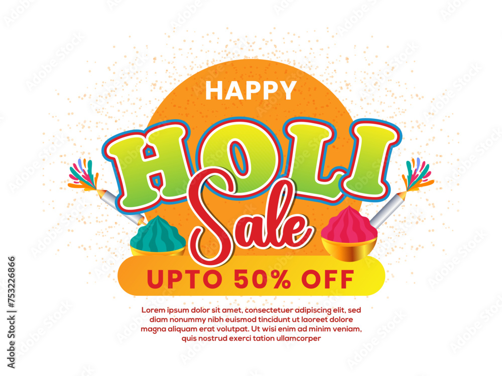 Naklejka premium Creative Vector Illustration of Happy Holi Sale Background 