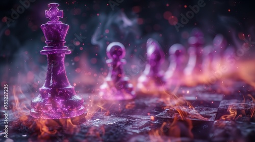 Fiery Purple Chess Piece photo