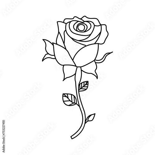 Rose single continuous one line out line vector art  drawing  and tattoo design
