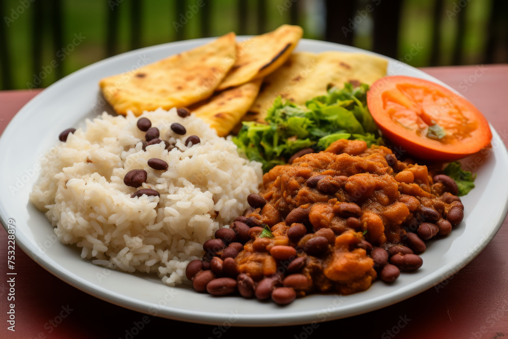 Traditional Bean Stew with Rice and Flatbread Traditional Bean Stew with Rice and Flatbread