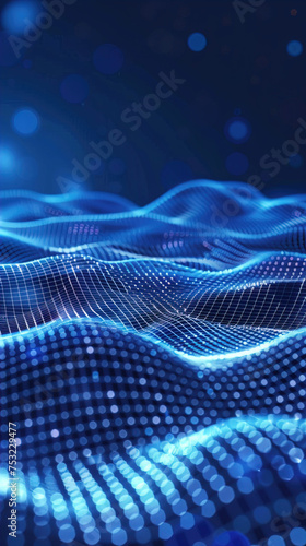 Abstract blue background with grid waves
