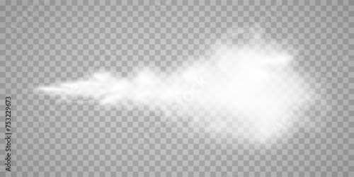 Set of vector clouds or smoke on isolated transparent background. Cloud, smoke, fog