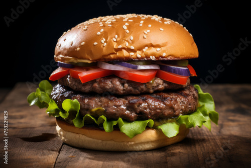 Juicy Classic Beef Burger with Fresh Toppings