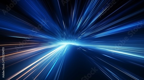 Background featuring speed light motion lines with flashing rays of light against a dark blue backdrop, depicting night traffic.