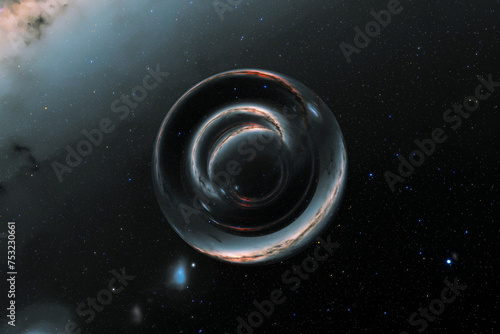 Fényképezés Enigmatic Black Hole Engulfing Light in a Starry Space Vista