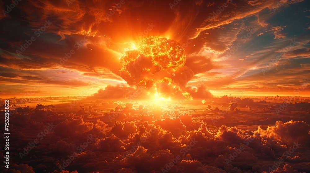 Massive Sky Explosion With Clouds. Generative AI