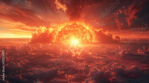 Massive Lava Explosion in the Sky. Generative AI