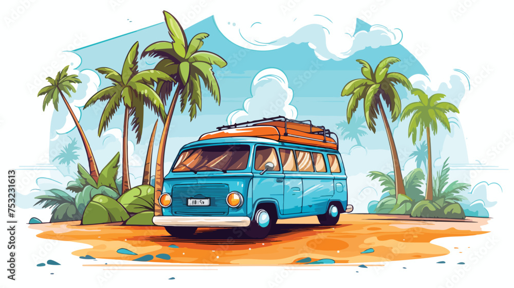Vector illustration summer vacation travel by car fr