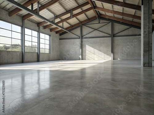 Wallpaper Mural The simple cement floor contrasts with the loft architecture structure generative ai Torontodigital.ca