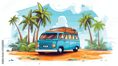 Vector illustration summer vacation travel by car fr © Mishi