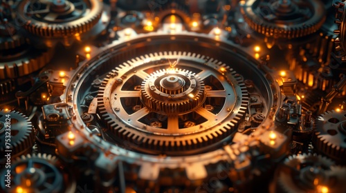 Close-Up of a Clock With Lots of Gears. Generative AI