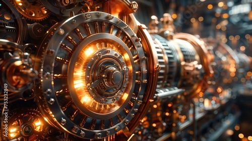 Wallpaper Mural Close Up of a Machine With Many Gears. Generative AI Torontodigital.ca