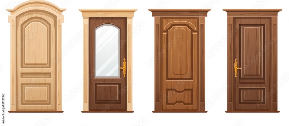 Interior door frame wooden elements 2d illustration cut