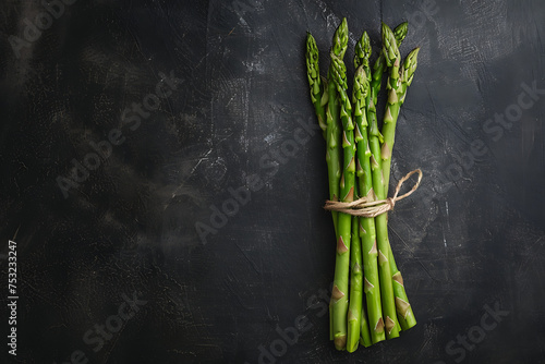 Fresh stems of green asparagus on dark background. Vegan  healthy eating  dieting concept. Organic vegetables.