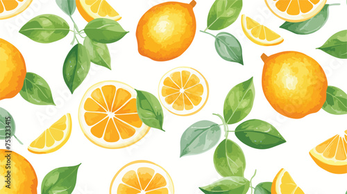 Watercolor seamless pattern with citrus fruits. free