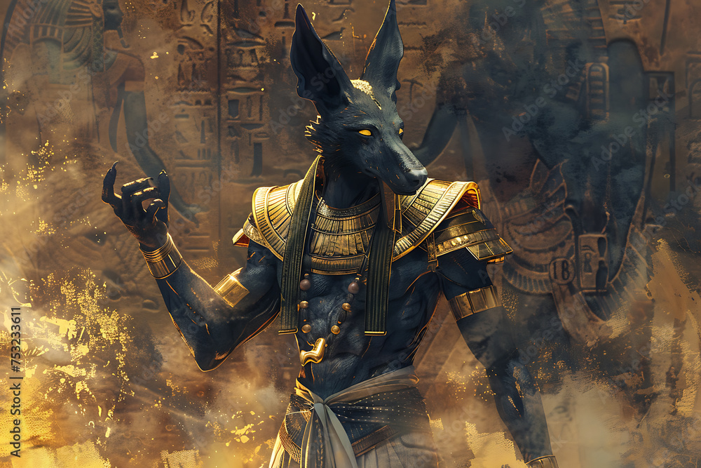 An impressive representation of Anubis, the ancient Egyptian god of the ...