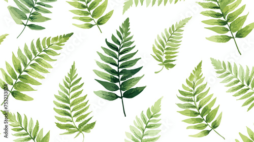 Watercolor seamless pattern with fern leaves. Foliag photo