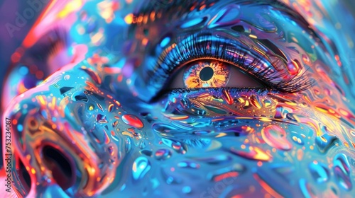 Vibrant and Colorful Abstract Eye, This eye-catching and unique digital art piece can be used for a variety of creative purposes, such as book © Sataporn