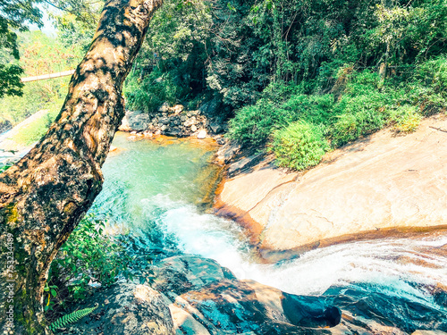 Beautiful bambara kiri ella waterfall in knuckels mountain range sri lanka. photo