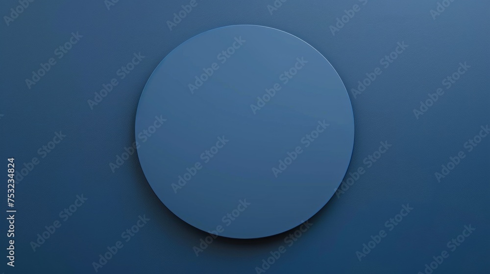 3D podium top view on a dark blue background. Round stand for presenting a cosmetics product. Minimalistic circle platform for beauty design.