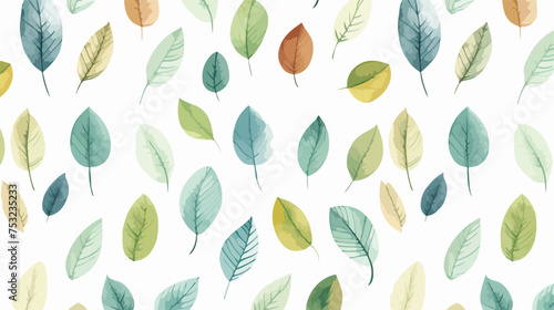 Watercolor seamless pattern with leaves. Vintage tex