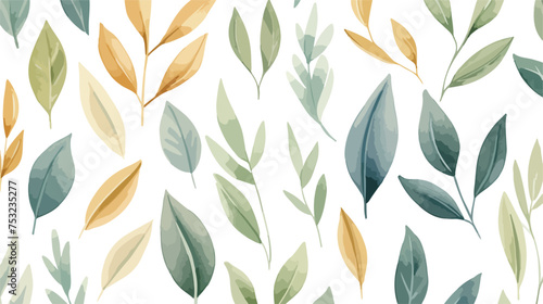 Watercolor seamless pattern with leaves. Vintage tex