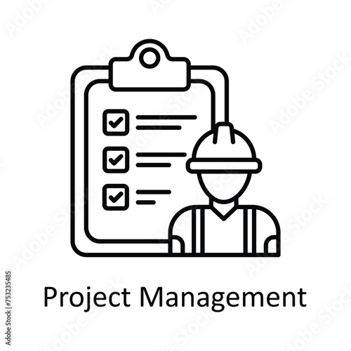 Project Management vector outline icon design illustration. Manufacturing units symbol on White background EPS 10 File