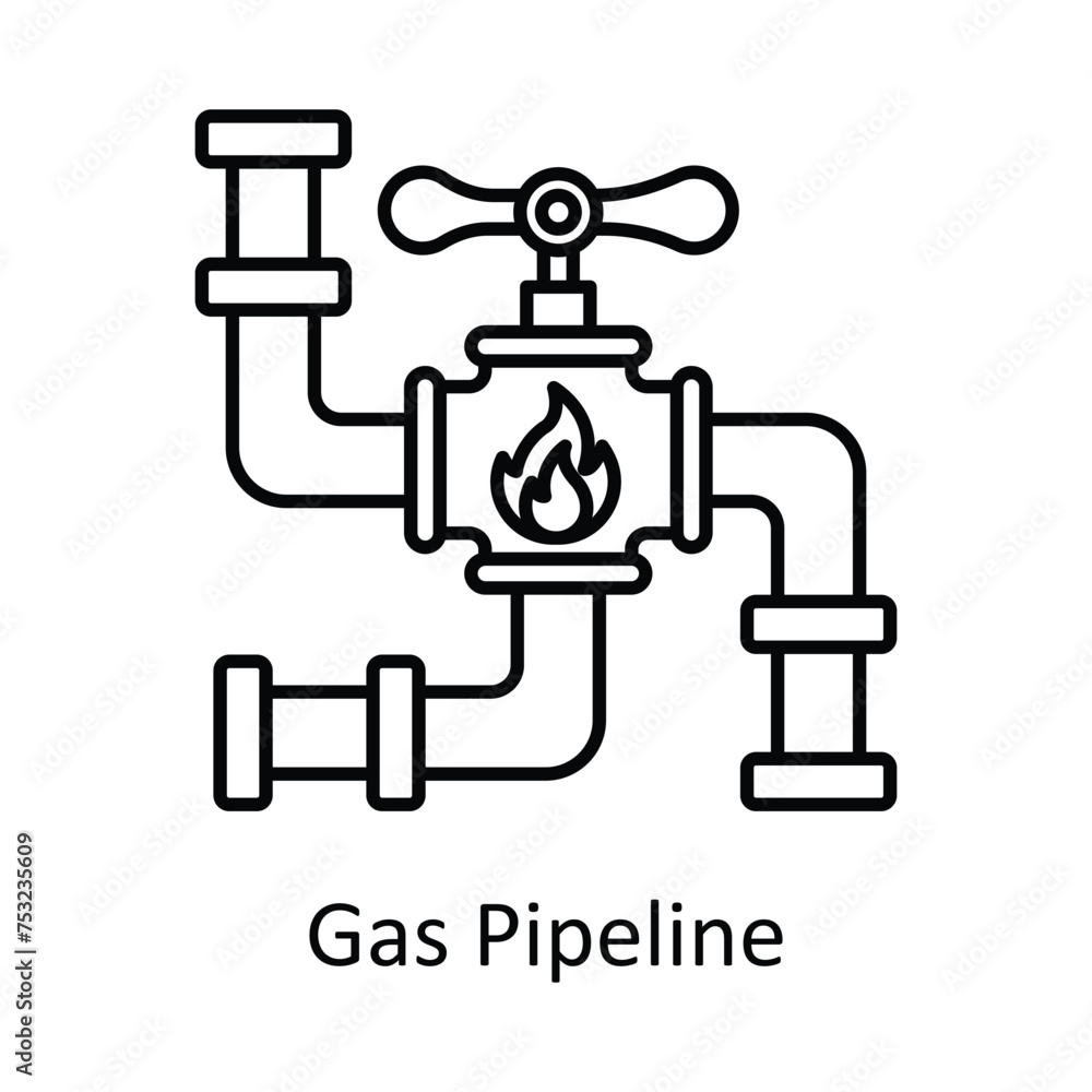 Gas Pipeline vector outline icon design illustration. Manufacturing units symbol on White background EPS 10 File Gas Pipeline vector outline icon design illustration. Manufacturing units symbol on White background EPS 10 File