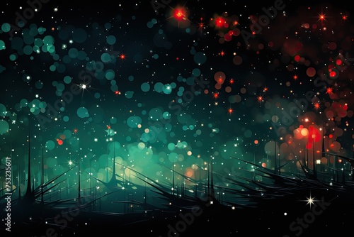 abstract background with red and green stars and circles,