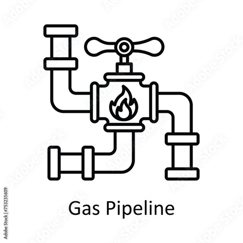 Gas Pipeline vector outline icon design illustration. Manufacturing units symbol on White background EPS 10 File