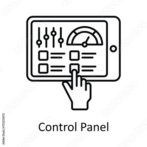 Control Panel vector outline icon design illustration. Manufacturing units symbol on White background EPS 10 File