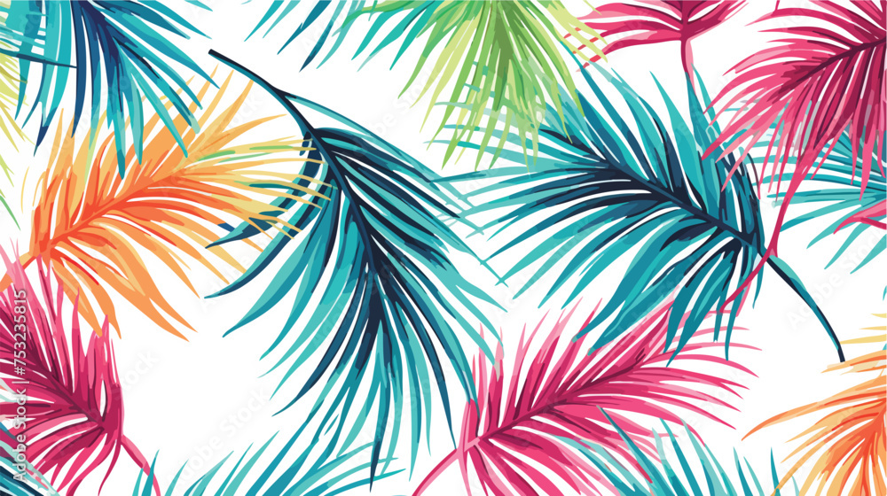 Watercolor seamless pattern with palms in modern sty