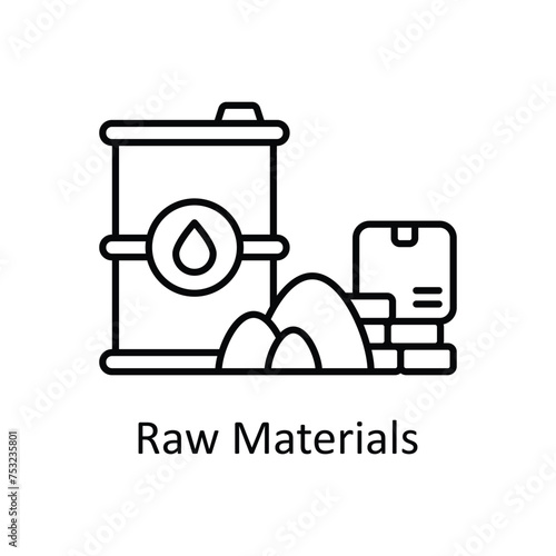 Raw Materials vector outline icon design illustration. Manufacturing units symbol on White background EPS 10 File