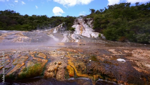 Orakei Korako geothermal park, New Zealand. hot springs & mud pools.  photo