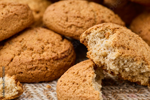 Fresh oatmeal cookies close-up. The concept of healthy eating.