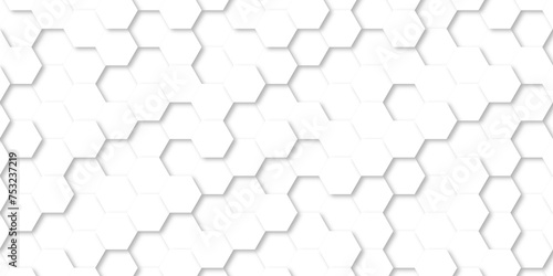 Fototapeta Naklejka Na Ścianę i Meble -  White hexagon pattern. Seamless background. Abstract honeycomb background