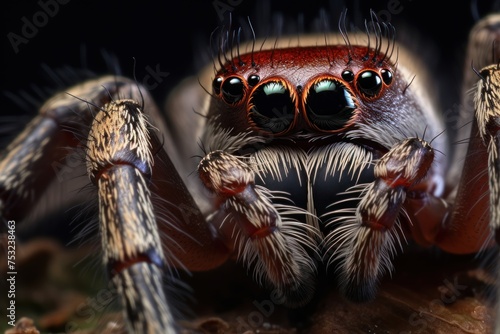 jumping spider close up on black background, macro. Wildlife Concept with Copy Space.  © John Martin