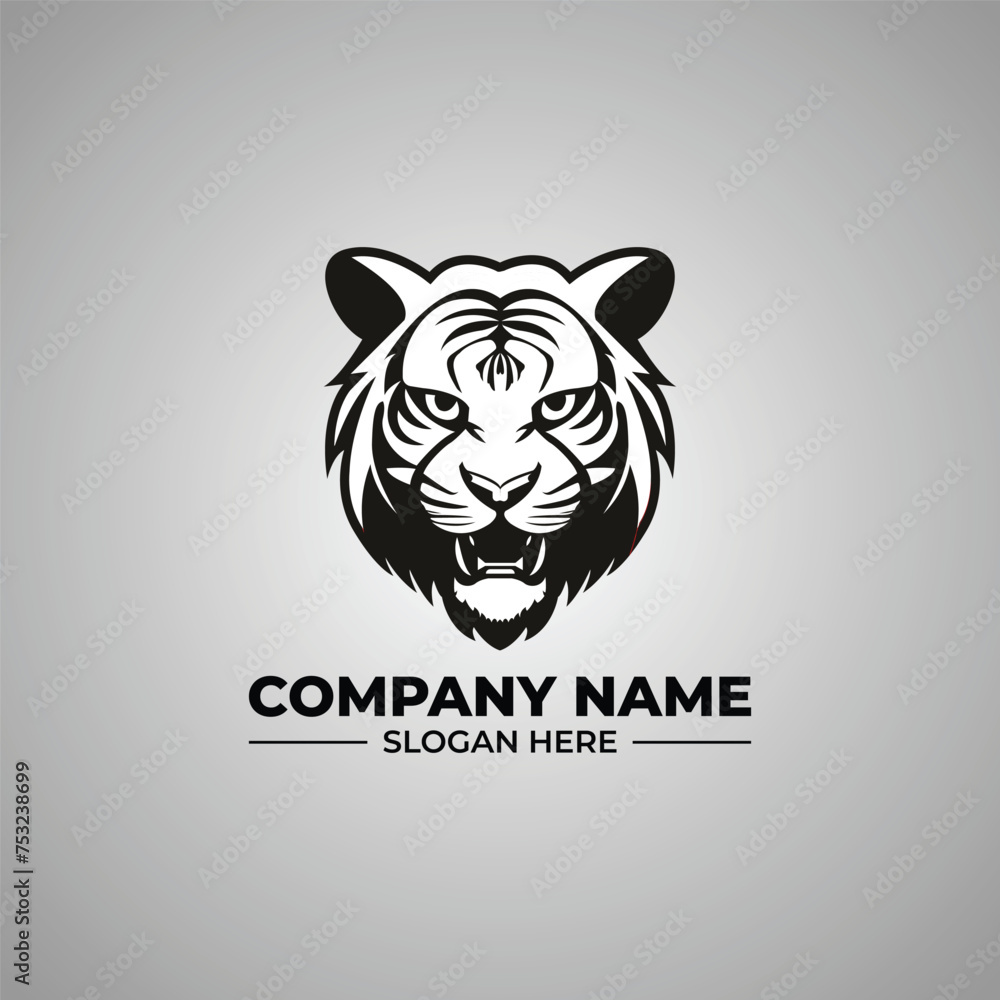 minimal tiger logo design concept vector