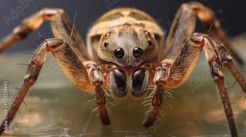 Close-up of a jumping spider (Pisaura mirabilis). Wildlife Concept with Copy Space.  © John Martin