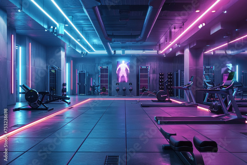 Futuristic Gym with Holograms