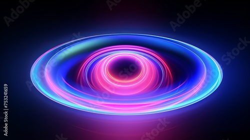 Vector illustration showcases a blue and pink spinning light with a long time exposure motion blur effect.