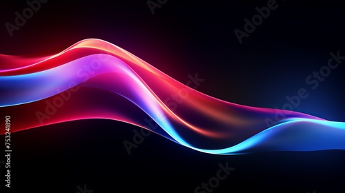 Vector image displays colorful light trails with a motion blur effect, presenting abstract neon yellow speed glowing wavy lines.